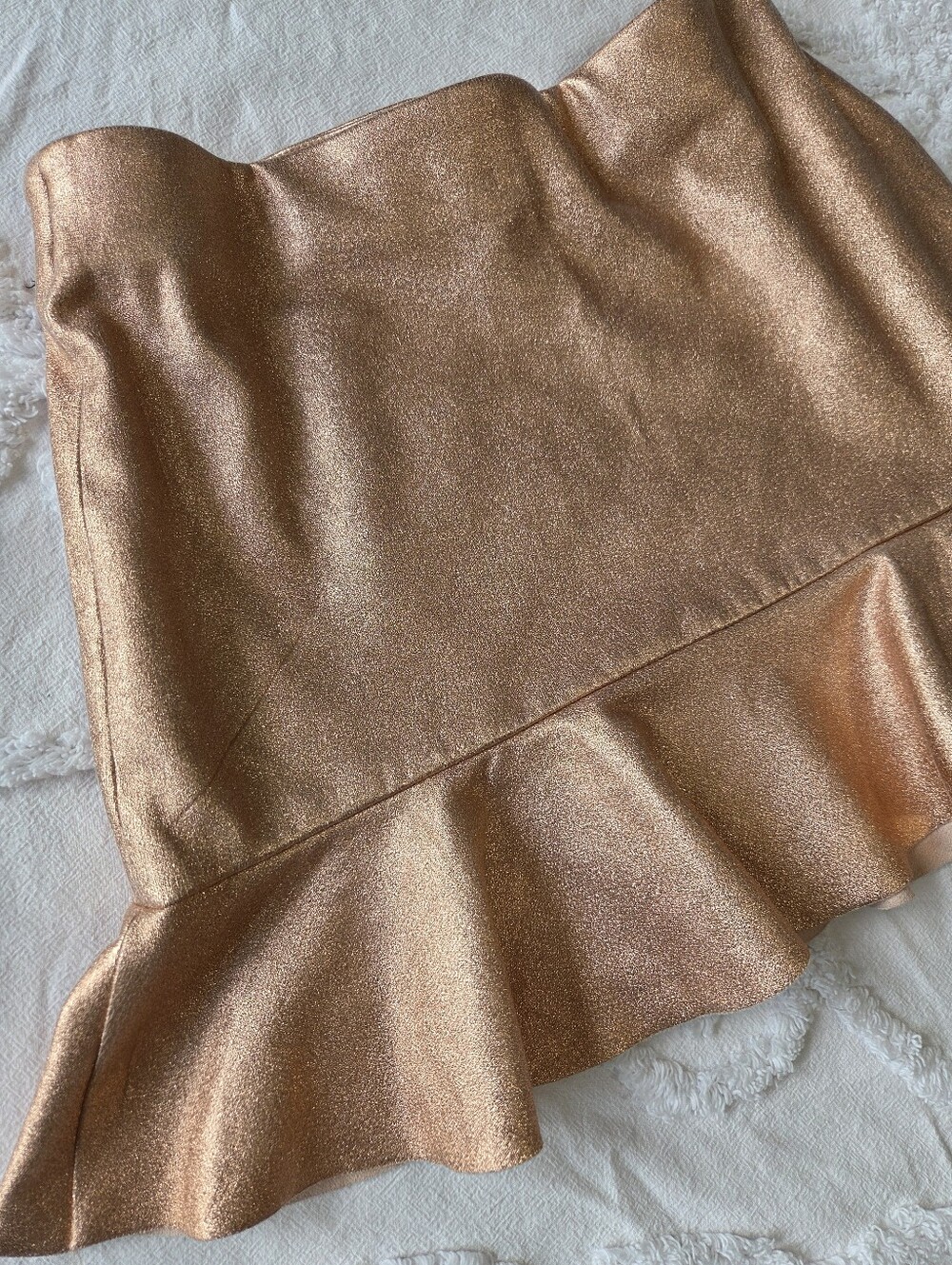 Zara Trafaluc Metallic Rose Gold Peplum Mini Skirt XS NWOT - Picture 16 of 16